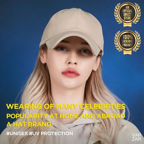 Varzar 【المتجر الرسمي Rose Gold Double Link Over Fit Ball Cap / 4Colors للجنسين تأثير الوجه الصغير قبعة حماية الأشعة فوق البنفسجية in Kuwait