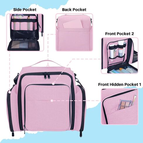 Large Makeup Bag Cosmetic Case Organizer with 3 Inner Removable Pouches Multifunctional Travel Train Storage,Black in Saudi Arabia