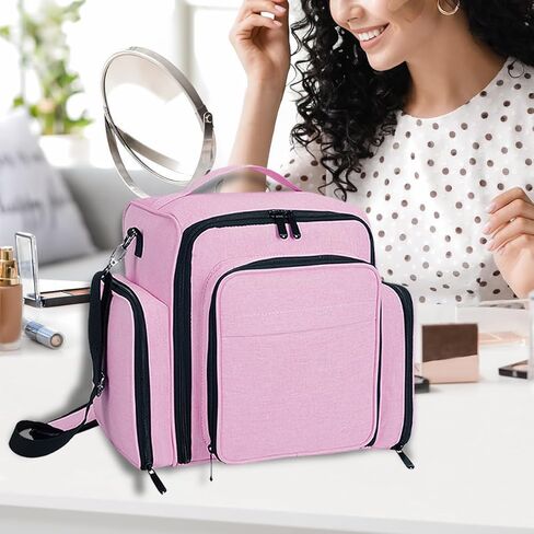 Large Makeup Bag Cosmetic Case Organizer with 3 Inner Removable Pouches Multifunctional Travel Train Storage,Black in Saudi Arabia