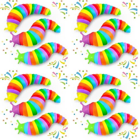 3PCS Baby Sensory Fidget Slug Toy Pack, Airplane Travel Activities Road Trip Car Toy for Toddler Kids ASMR Stuff Restaurant Figette Worm Gift for Girl Boy Adult Autism ADHD Autistic Caterpillar Stim in Kuwait