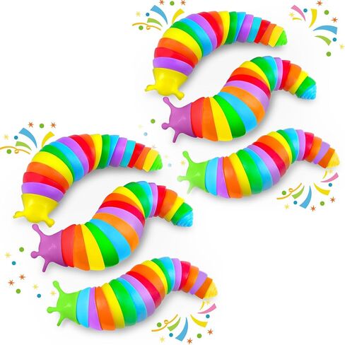 3PCS Baby Sensory Fidget Slug Toy Pack, Airplane Travel Activities Road Trip Car Toy for Toddler Kids ASMR Stuff Restaurant Figette Worm Gift for Girl Boy Adult Autism ADHD Autistic Caterpillar Stim in Kuwait