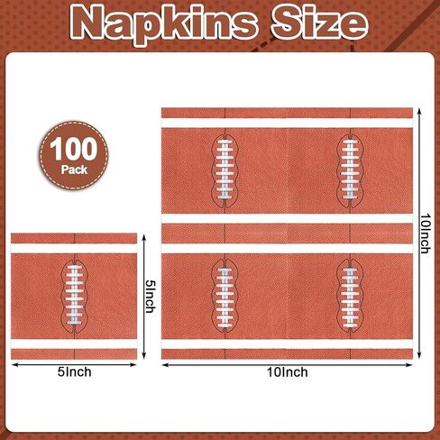 100 PCS Football Cocktail Napkins Decorpable Football Party Decorations 2 Styles Football Football Football Football Forme Forms for tailgate Party Decorities ، Acts Sport in Kuwait