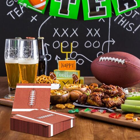 100 PCS Football Cocktail Napkins Decorpable Football Party Decorations 2 Styles Football Football Football Football Forme Forms for tailgate Party Decorities ، Acts Sport in Kuwait