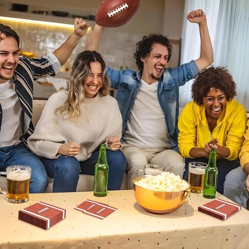 100 PCS Football Cocktail Napkins Decorpable Football Party Decorations 2 Styles Football Football Football Football Forme Forms for tailgate Party Decorities ، Acts Sport in Kuwait