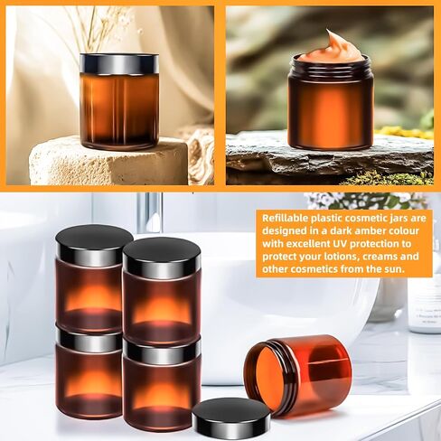MotBach 10 Pack 6oz Plastic Jars with Lids, 180ml Round Clear Cosmetic Containers Makeup Jars, Travel Size Container Jar for Sample Cream Lotion Eyeshadow Powder Slime Ointment Salve Balm Storage in Saudi Arabia
