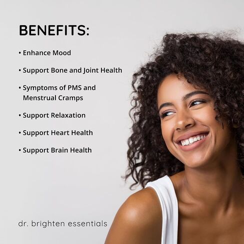 Dr. Brighten Magnesium Plus (as Magnesium Bi-glyncinate) - Beneficial in Maintaining a Healthy Mood, Sleep, Hormone Balance and Reducing Symptoms of PMS and Menstrual Cramps in Kuwait