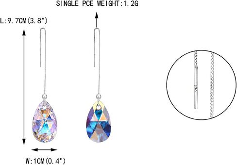 EVER FAITH 925 Sterling Silver Birthday Gift Zirconia Simple Tear Drop Daily Ear Threader Dangle Earrings in Saudi Arabia