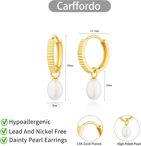 Dangle Earrings for Women - Dainty Gold/Silver Earrings Trendy Hypoallergenic 14K Gold Plated Lightweight Huggie Hoop CZ Drop Earrings for Women Gold Jewelry Gifts in Kuwait