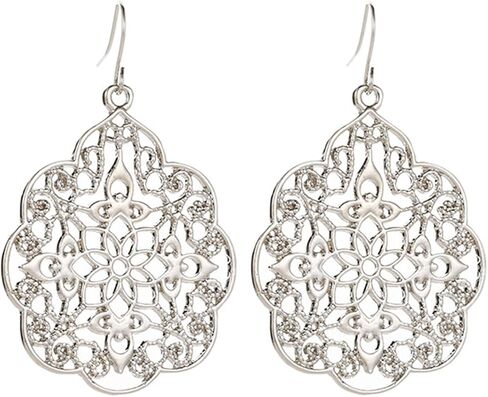 coadipress boho filigree hollow out أقراط هندسية للنساء البوهيميان خمر قطع المعادن المعدنية الزهرة كبيرة قطرة المنحوت in Kuwait