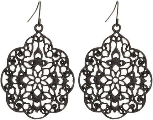 coadipress boho filigree hollow out أقراط هندسية للنساء البوهيميان خمر قطع المعادن المعدنية الزهرة كبيرة قطرة المنحوت in Saudi Arabia