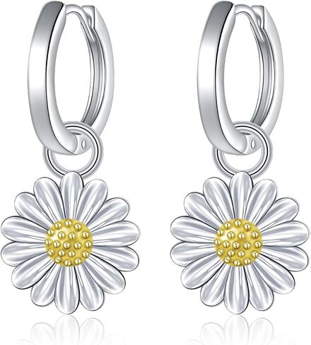 925 Sterling Silver Leverback أقراط Drop تتدلى للنساء هدية عيد ميلاد مجوهرات الزهرة in Kuwait