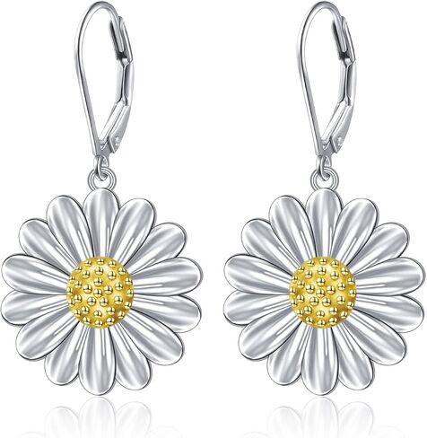 925 Sterling Silver Leverback أقراط Drop تتدلى للنساء هدية عيد ميلاد مجوهرات الزهرة in Kuwait