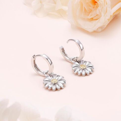 925 Sterling Silver Leverback أقراط Drop تتدلى للنساء هدية عيد ميلاد مجوهرات الزهرة in Kuwait