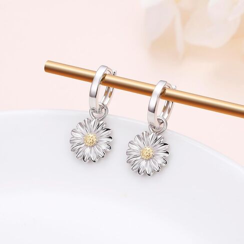 925 Sterling Silver Leverback أقراط Drop تتدلى للنساء هدية عيد ميلاد مجوهرات الزهرة in Kuwait