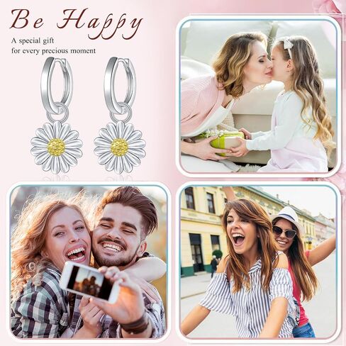 925 Sterling Silver Leverback أقراط Drop تتدلى للنساء هدية عيد ميلاد مجوهرات الزهرة in Kuwait