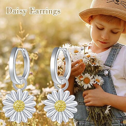 925 Sterling Silver Leverback أقراط Drop تتدلى للنساء هدية عيد ميلاد مجوهرات الزهرة in Kuwait