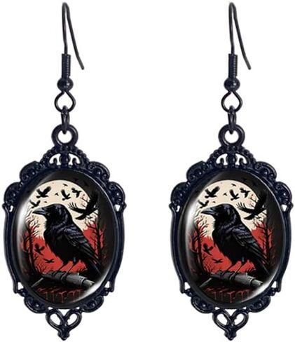 Gothic Black Crow Drop Earring Vintage Punk Crows Earrings Halloween Party Jewelry for Women in Saudi Arabia
