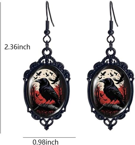 Gothic Black Crow Drop Earring Vintage Punk Crows Earrings Halloween Party Jewelry for Women in Saudi Arabia