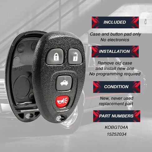 Key Fob Keyless Entry Remote Shell Case & Pad fits Buick Allure Lacrosse/Chevy Cobalt Malibu/Pontiac G5 G6 Grand Prix Solstice/Saturn Aura Sky 15252034 22733523 in Saudi Arabia