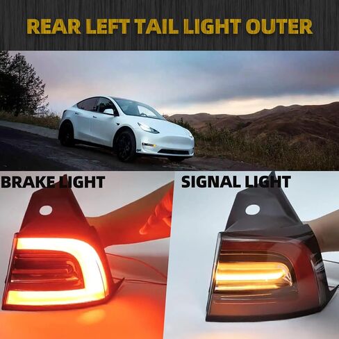 Dasbecan Rear Left Outer Tail Light Assembly Led Lamp Compatible With 2021 2022 2023 Tesla Model Y Yellow Signal Light (4Pin) in Saudi Arabia