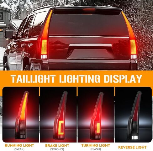 مجموعة كاملة من مصابيح ذيل LED LED تناسب GMC Yukon & Yukon XL 2015 2016 2017 2018 2019 2020 ، مصابيح المصابيح الخلفية الخلفية مع 6 ثقوب قابس ، جانب السائق الأيسر يمين الركاب ، العدسة المدخنة الإسكان الأسود in Saudi Arabia