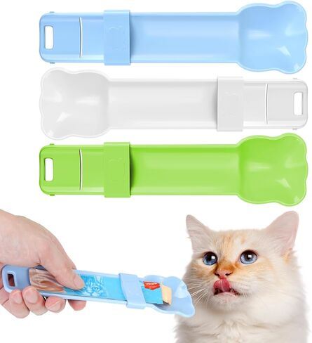 Yummy Sam 4 Pcs Cat Strip Feeder and Pet Food Mixing Spoon, Kitten Strip Squeeze Spoon for Wet Food and Liquid Snack, Cat Lickable Puree Treat Snack Dispenser Feeding Scoop for Puppies Small Pets in Kuwait
