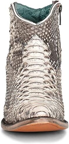 Corral Ladie's Natural Python Bootie Side Zip J Toe ، Sole Leather ، Urban A4319 in Kuwait