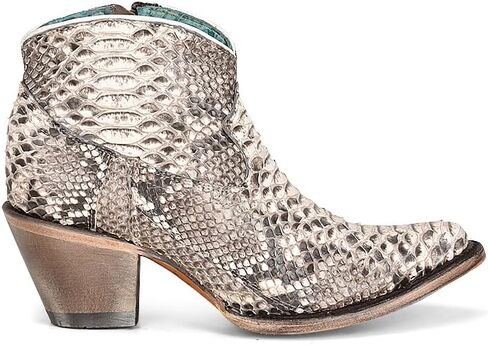 Corral Ladie's Natural Python Bootie Side Zip J Toe ، Sole Leather ، Urban A4319 in Kuwait