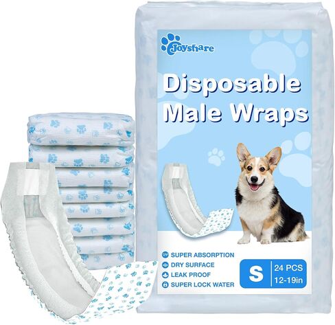 Disposable Male Dog Diapers - SuperAbsorbent Male Wraps,Soft Cotton,Stereoscopic Edge Fit for Incontinence Dog Nappies,Potty Training,Travel,and Post-Surgical Care (XS-26 Count) in Saudi Arabia