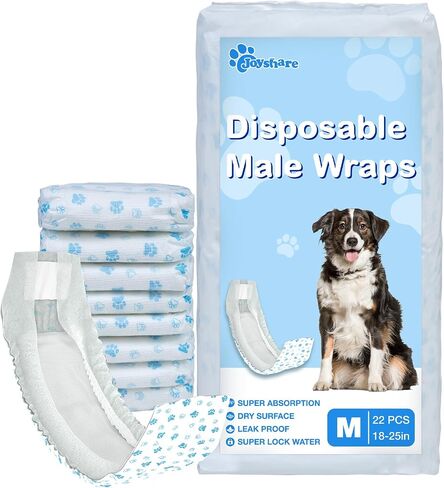 Disposable Male Dog Diapers - SuperAbsorbent Male Wraps,Soft Cotton,Stereoscopic Edge Fit for Incontinence Dog Nappies,Potty Training,Travel,and Post-Surgical Care (XS-26 Count) in Saudi Arabia