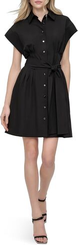 DKNY Women's Cap Sleeve Collared Neck Belted Shirtdress with Pockets in Saudi Arabia