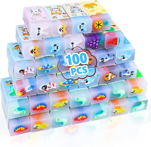 Cute Erasers Bulk 35 Pack Animal Pencil Erasers Jelly Desk Pets Prize Gifts in Saudi Arabia