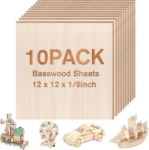 6 Pack Basswood Sheets 12 x 12 x 1/16 Inch Thin Wooden Sheet Unfinished Wooden Squares Boards Balsa Plywood Wood Sheets for Crafts Architectural Models Laser Cutting Wood Burning and Drawing in Saudi Arabia