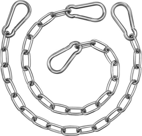 2 Pack Hanging Swing Chain with 4 Carabiners 25.6in, 660LB Capacity Heavy Duty Hammock Hardware Kit for Punching Bags, Swing Chairs, Indoor & Outdoor Gym (Black) in Kuwait