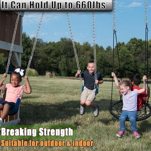 2 Pack Hanging Swing Chain with 4 Carabiners 25.6in, 660LB Capacity Heavy Duty Hammock Hardware Kit for Punching Bags, Swing Chairs, Indoor & Outdoor Gym (Black) in Kuwait