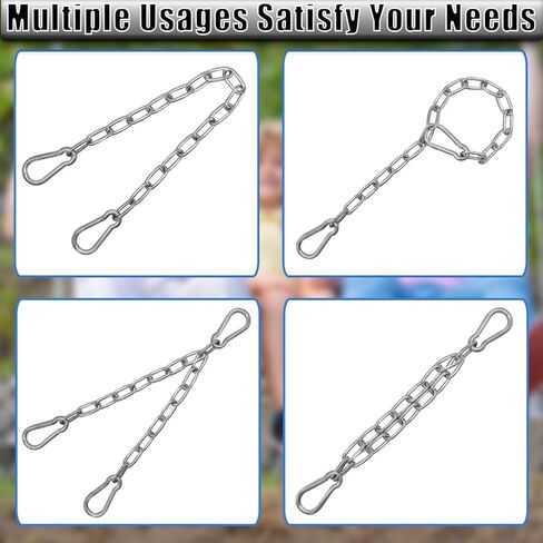 2 Pack Hanging Swing Chain with 4 Carabiners 25.6in, 660LB Capacity Heavy Duty Hammock Hardware Kit for Punching Bags, Swing Chairs, Indoor & Outdoor Gym (Black) in Kuwait