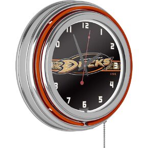 Trademark Global NHL Chrome Double Rung Neon Clock - Anaheim Ducks
