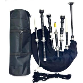 Premium Quality Scottish Highland Bagpipes Silver Mounts Black Velvet Cover Free Bag Instruction Book in Kuwait
