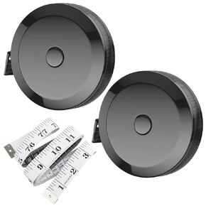 REIDEA 2 Pack Small Tape Measure, Retractable Double-Sided Scale Ruler Soft Sewing Measuring Tape - 60 inches 150cm for Sewing, Tailoring, Knitting, Weight Loss, Body Measurement (Black)