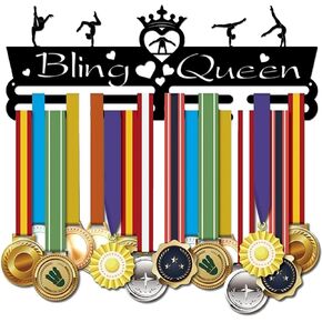 SUPERDANT Gymnastics Medal Hook Sports Medal Holder Display Hanger Rack Metal Wall Mount with 17 Hooks for 60+ Hanging Medal Rack Display Competition Medal Holder Display Wall Hanging