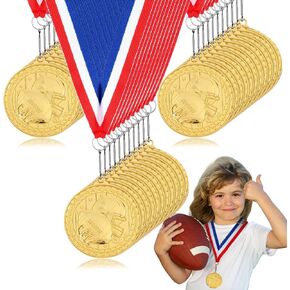 Yinkin 30 Pcs 2024 Graduation Medals for Kids Bulk Graduation Award Medals with Neck Ribbons Antique Gold Metal Graduation Trophy Award Prize Gifts for School Graduation Party Favor