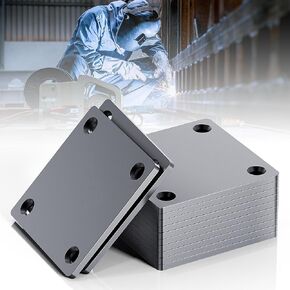 A36 Steel Plate with Holes 1/5" Thick - Steel Base Plate 4"x4" - Steel Plate Hot Rolled 3/16" Diameter - Weldable Steel Sheet Metal Square - Flat Mild Steel Plate Support Paint-Ready 12PK