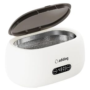 Adiding Ultrasonic Jewelry Cleaner 650mL Sonic Ring Glasses Cleaner Professional Denture Cleaner Machine with 5 Digital Timer, Degas Mode 45kHz Portable Coins Watch Earrings Necklaces Cleaning Machine