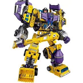 Deformation Oversize Toys Robot Devastator Engineering Combiner 6 in 1 Action Figure Car Truck Model Gift for Kids Boys (Yellow)