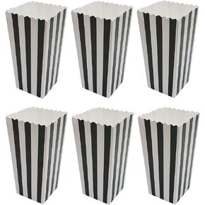 36 Pcs Popcorn Boxes Mini Paper Popcorn Box Cardboard Popcorn Container for Party, White and Black Stripes