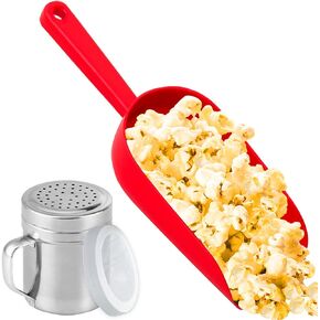 CUSINIUM Aluminium Popcorn Scoop w/Popcorn Salt Shaker with Handle Bundle