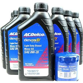 AC Delco DexosD 0w-20 Engine Oil and Oil Filter Change Kit For 3.0L Duramax Diesel LM2