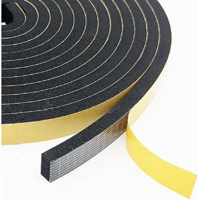 Weather Stripping Door Seal Strip, Strong Adhesive, Weatherproof, Reduce Noise, Gap Filler, Foam Insulation Tape for Doors and Windows, Black, 1 in x 1/4 in x 13 Ft