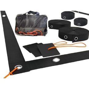 Heavy Duty Beach Volleyball Lines for Sand - Portable 2 inch Webbing Set for Outdoor + Sand Anchors and Net Bag. Official AVP/FIVB Court Size Dimensions (26.3' x 52.6')