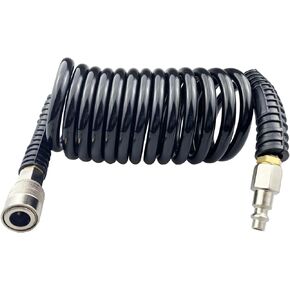 Polyurethane Recoil Air Hose, Air Compressor Hose with 1/4" Swivel Fittings, for Industrial, Household, Garage, Station (10 FT, Black)